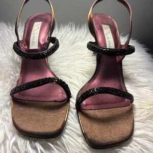 Nina Brown Beaded dress shoes with 3 1/2" heel. Size 10